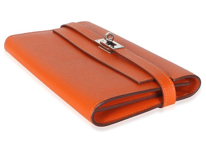 Hermès Orange Epsom Kelly Longue Wallet PHW - vista 6