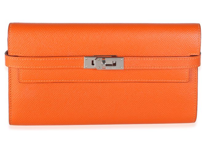 Hermès Orange Epsom Kelly Longue Wallet PHW - vista 8