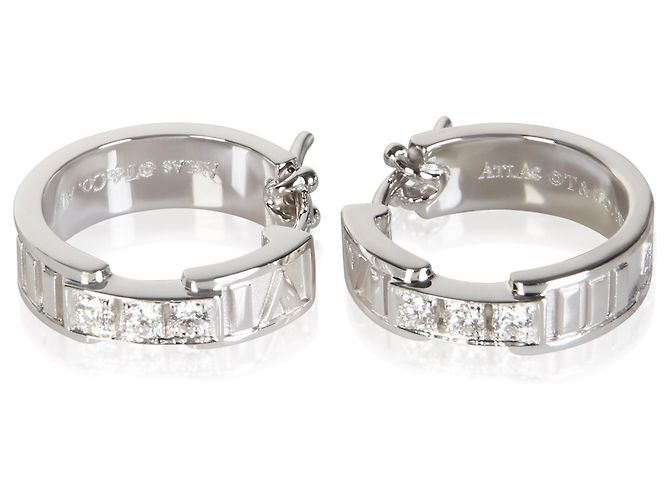 Orecchini a cerchio Atlas Tiffany & Co. in oro bianco e diamanti - vista 2