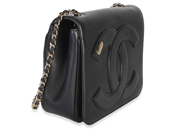 Borsa a patta Chanel CC Mania in pelle di agnello nera - vista 4