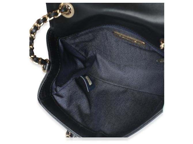 Borsa a patta Chanel CC Mania in pelle di agnello nera - vista 5