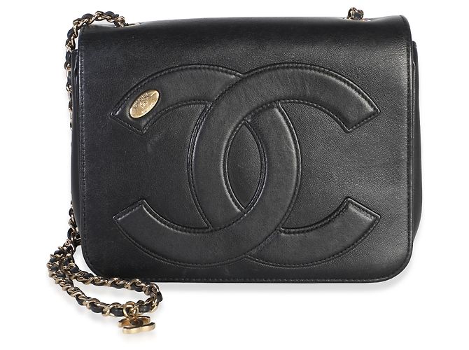 Borsa a patta Chanel CC Mania in pelle di agnello nera - vista 8