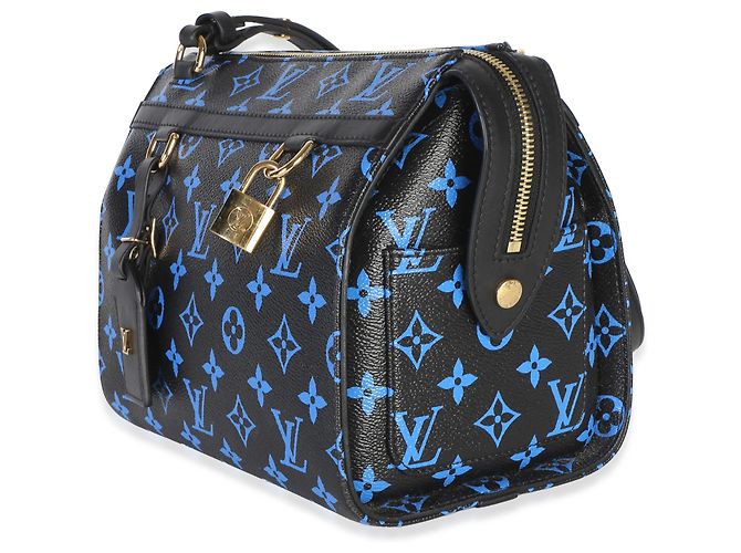Louis Vuitton Blue Black Monogram Canvas Speedy Amazon PM - vista 3