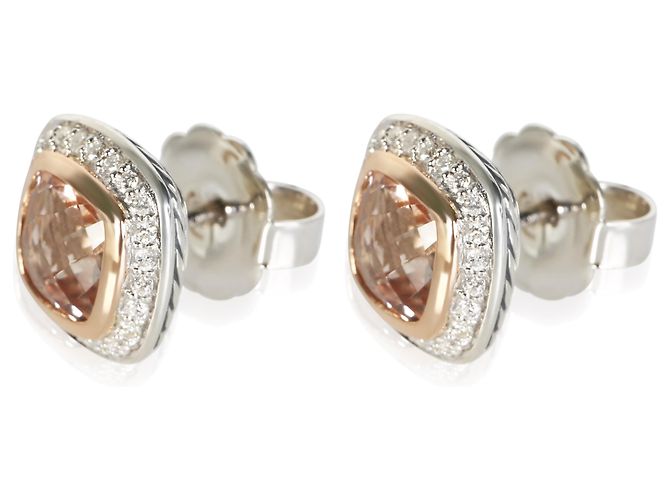 Orecchini Albion David Yurman in oro rosa e argento sterling con morganite e diamante - vista 2