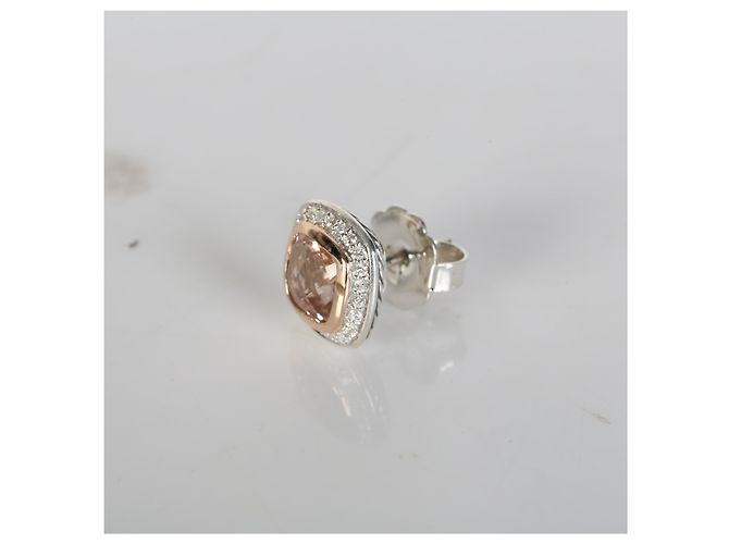Orecchini Albion David Yurman in oro rosa e argento sterling con morganite e diamante - vista 4