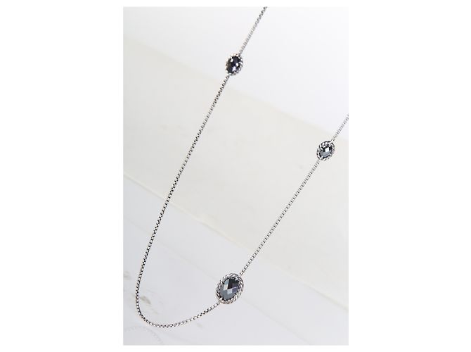 Collana David Yurman Sterling Silver Chatelaine Station With Black Orchid Necklace - vista 5
