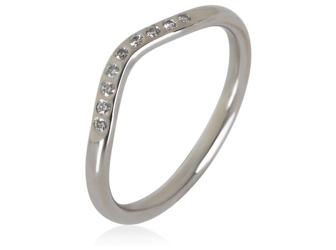 Anello curvo Elsa Peretti in platino e diamanti Tiffany & Co. - vista 2