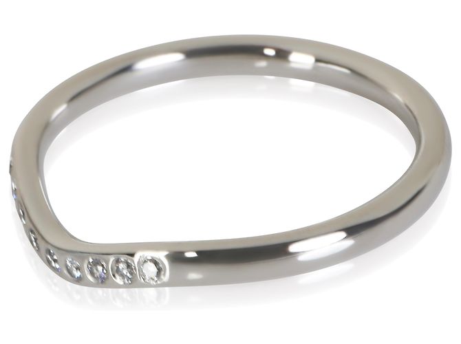 Anello curvo Elsa Peretti in platino e diamanti Tiffany & Co. - vista 3