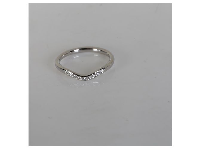 Anello curvo Elsa Peretti in platino e diamanti Tiffany & Co. - vista 5