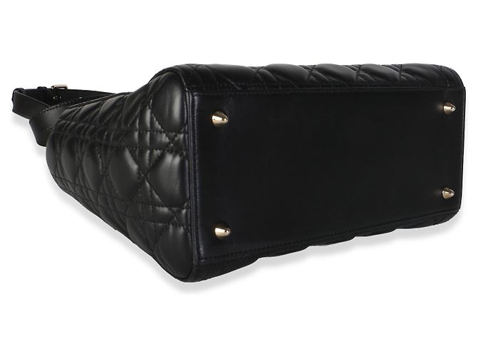 Christian Dior Black Lambskin Cannage Medium Lady Dior - vista 5