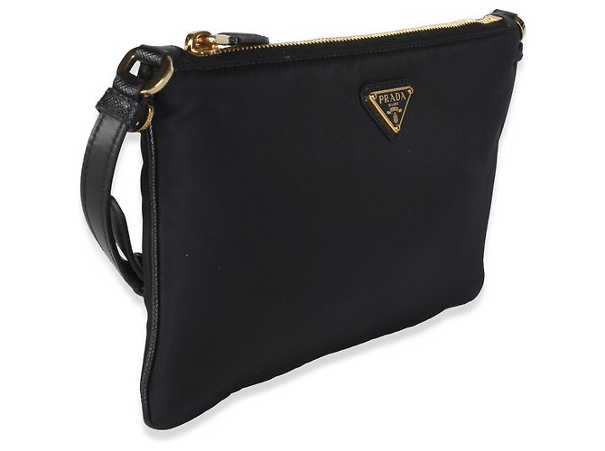 Borsa a spalla Prada Black Re-Nylon Saffiano Raso - vista 4