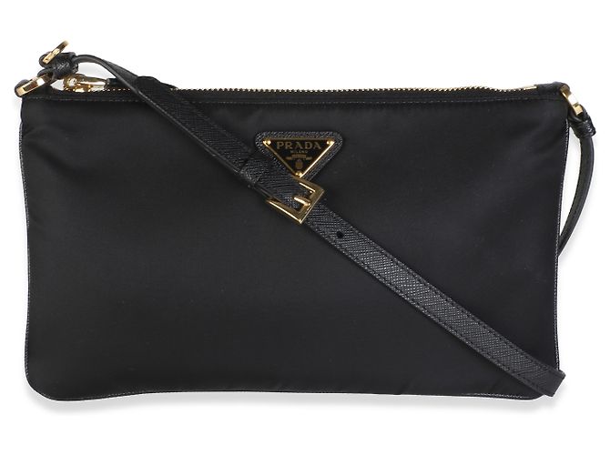 Borsa a spalla Prada Black Re-Nylon Saffiano Raso - vista 8