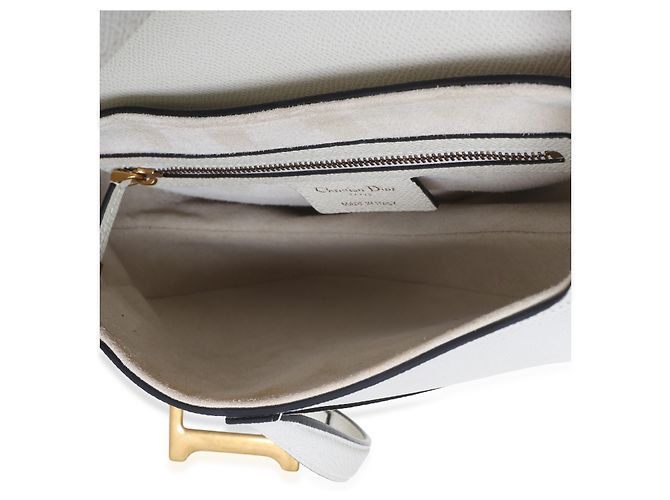 Borsa Saddle Media in pelle di vitello granulata bianca Christian Dior - vista 5
