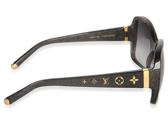 Louis Vuitton Obsession runde Sonnenbrille aus schwarzem Glitzer-Acetat - Ansicht 2