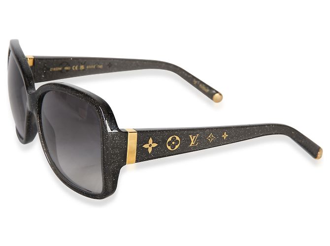 Louis Vuitton Obsession runde Sonnenbrille aus schwarzem Glitzer-Acetat - Ansicht 3