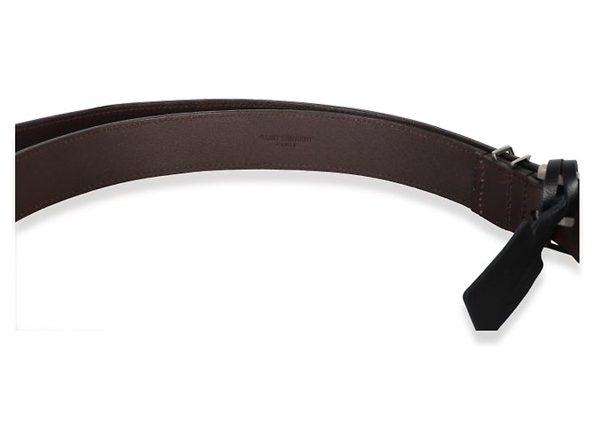 Autre Marque Saint Laurent Cassandre Gürtel aus braunem Lammleder 75/30 - Ansicht 2