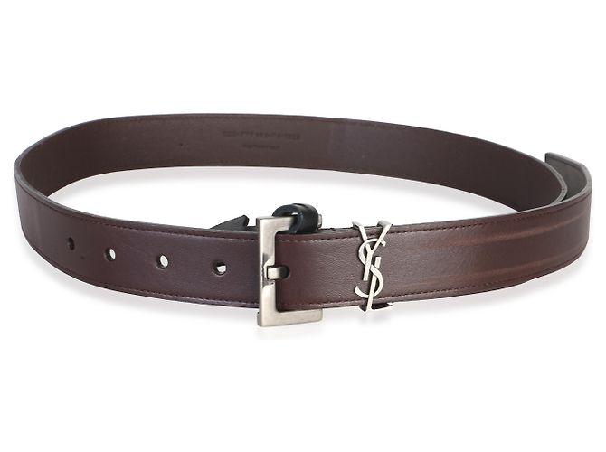 Autre Marque Saint Laurent Cassandre Gürtel aus braunem Lammleder 75/30 - Ansicht 5