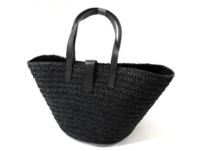 Autre Marque Sac cabas Saint Laurent en raphia Noir - vue 2