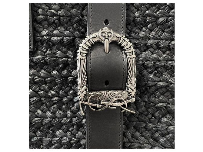 Autre Marque Sac cabas Saint Laurent en raphia Noir - vue 5
