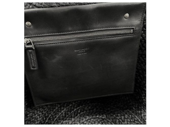 Autre Marque Sac cabas Saint Laurent en raphia Noir - vue 6