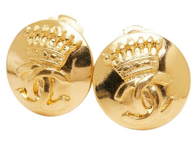 Chanel Coco Mark Vintage Clip-On Ohrringe mit Kronenmotiv - Ansicht 3