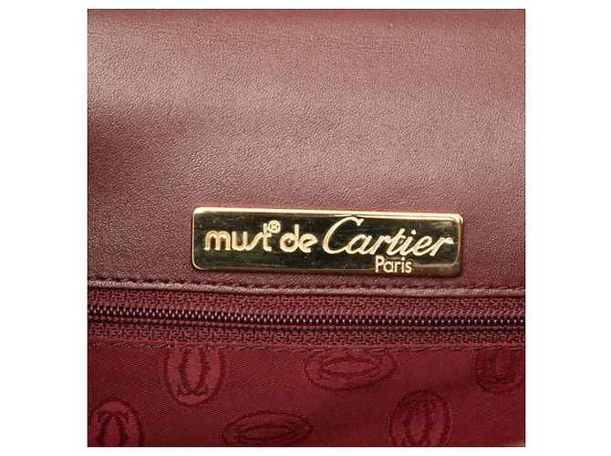 Clutch e borsa a tracolla Cartier Must Line in pelle Bordeaux - vista 5