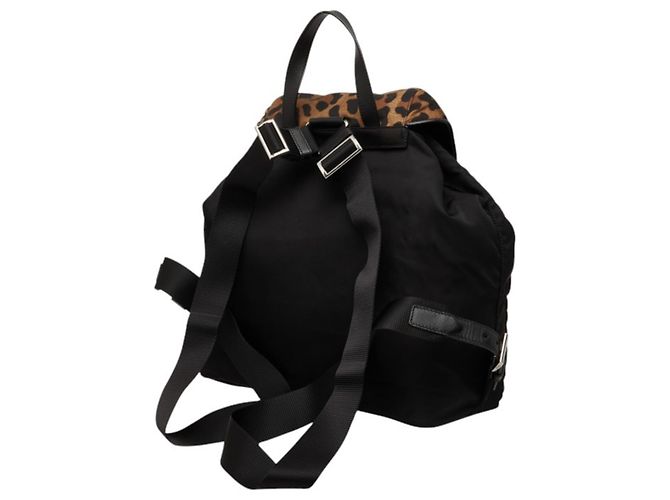 Prada Triangle Logo Plate Tessuto Leopard Rucksack - Ansicht 2