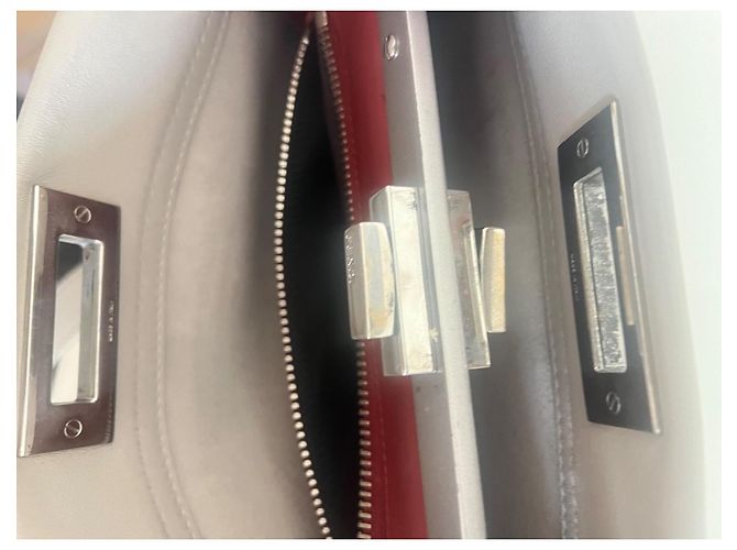 Fendi Peekaboo Borsa Top Handle in pelle Taupe - vista 12