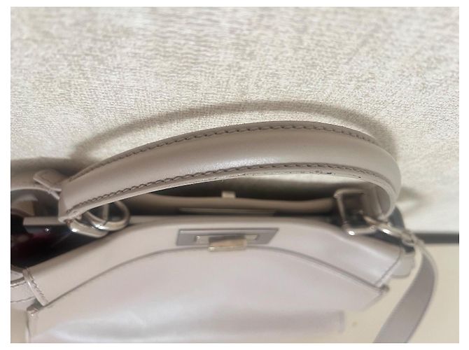 Fendi Peekaboo Borsa Top Handle in pelle Taupe - vista 8