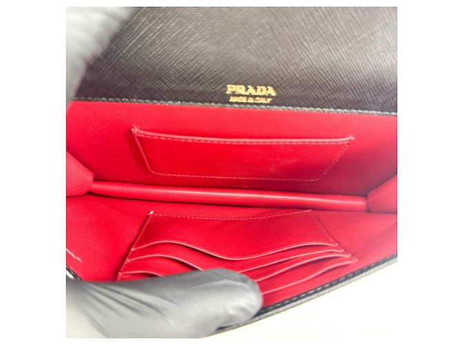 Prada Flap Card Case on Chain Saffiano Leather - view 5