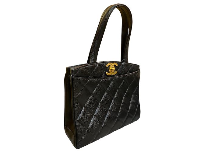 Bolsa Chanel CC acolchoada em couro caviar com fecho rotativo 1994 - vista 2