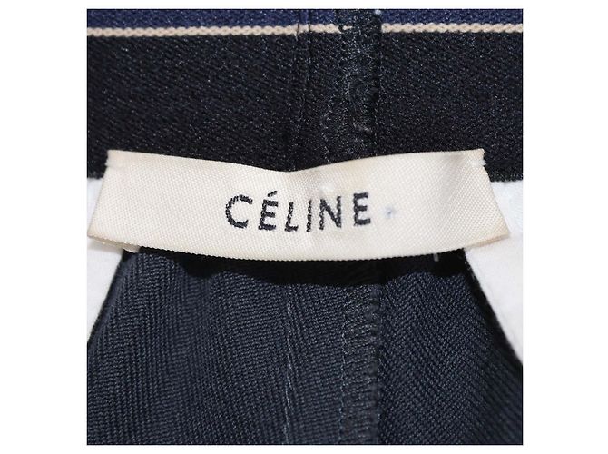 Céline Celine weite Hose aus Wolle in Anthrazitgrau mit Logo-Bund - Ansicht 5