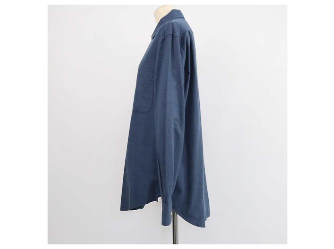 Camicia a maniche lunghe con bottoni Andre in cotone blu navy Loro Piana - vista 2