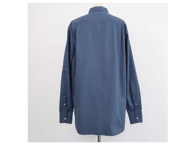 Camicia a maniche lunghe con bottoni Andre in cotone blu navy Loro Piana - vista 3
