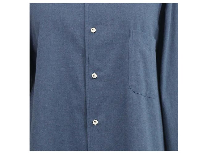 Camicia a maniche lunghe con bottoni Andre in cotone blu navy Loro Piana - vista 4