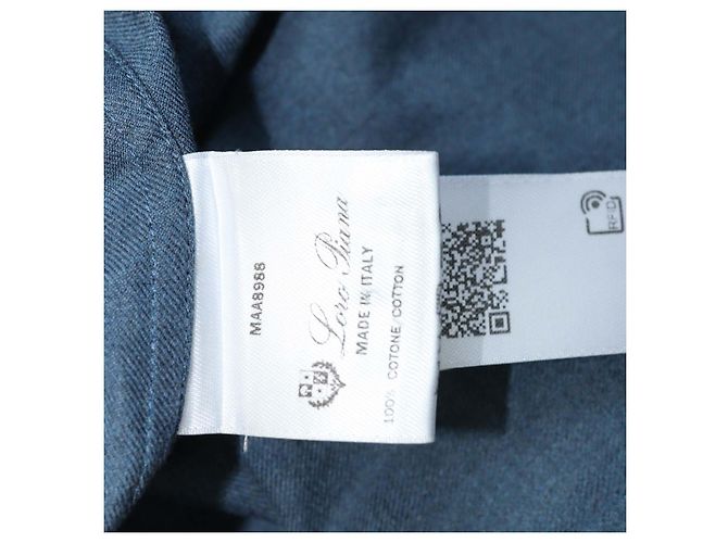 Camicia a maniche lunghe con bottoni Andre in cotone blu navy Loro Piana - vista 6