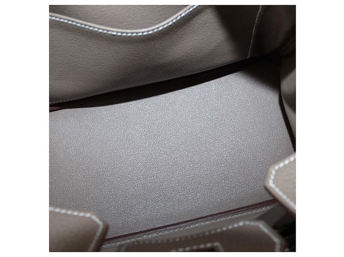 Hermès Borsa Birkin 25 Hermes in pelle Togo Etoupe con hardware in Palladio - vista 7