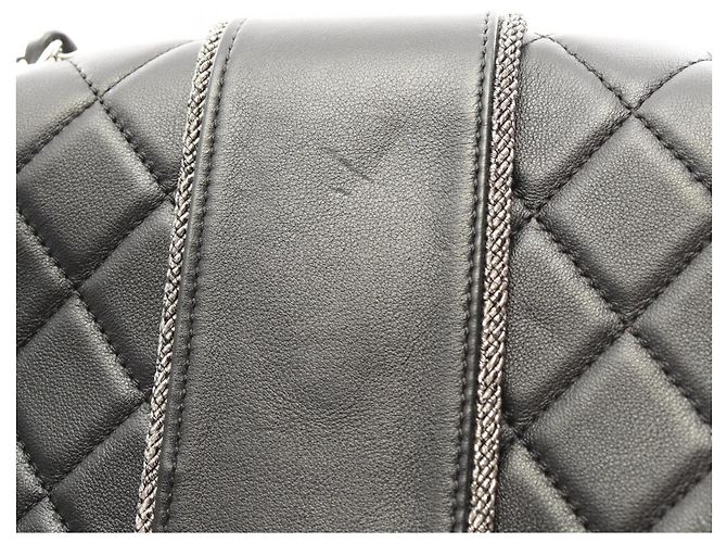 Borsa a spalla Chanel Matelassé in pelle nera - vista 7
