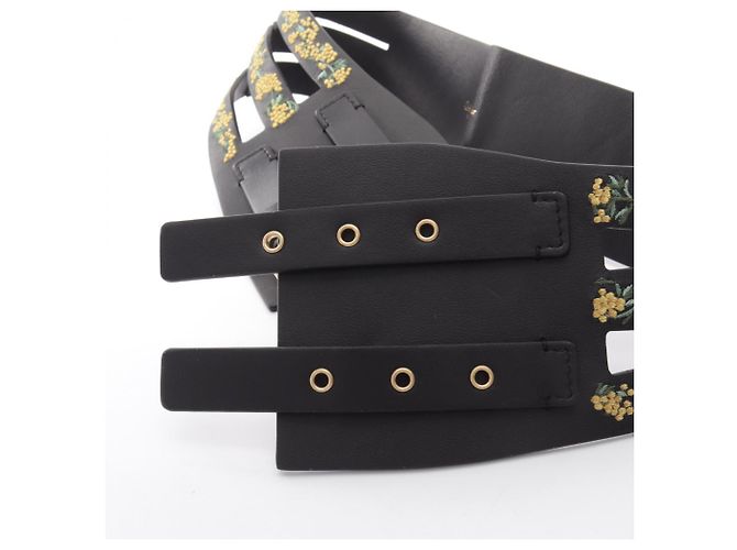 Christian Dior Ledergürtel mit Blumenstickerei - Ansicht 3