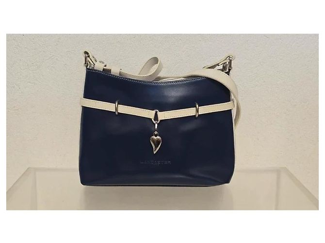 Autre Marque Lancaster Borsa a tracolla in pelle blu e bianca con ciondolo a cuore - vista 2