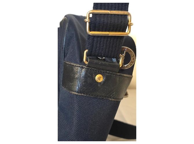 Longchamp Borsa a tracolla in tela e pelle blu navy - vista 10