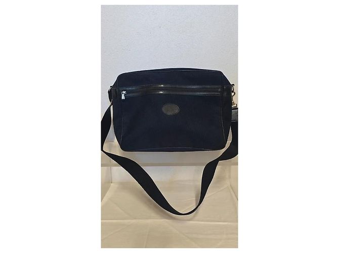 Longchamp Borsa a tracolla in tela e pelle blu navy - vista 2