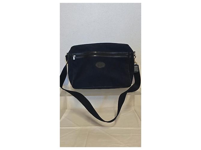 Longchamp Borsa a tracolla in tela e pelle blu navy - vista 5