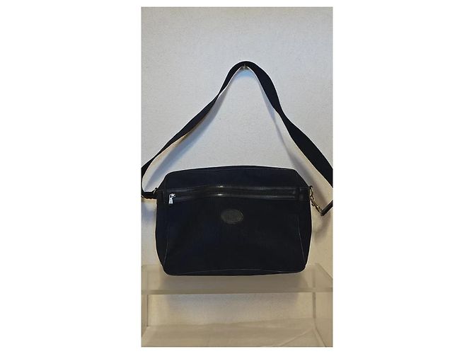 Longchamp Borsa a tracolla in tela e pelle blu navy - vista 6