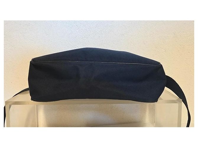 Longchamp Borsa a tracolla in tela e pelle blu navy - vista 8