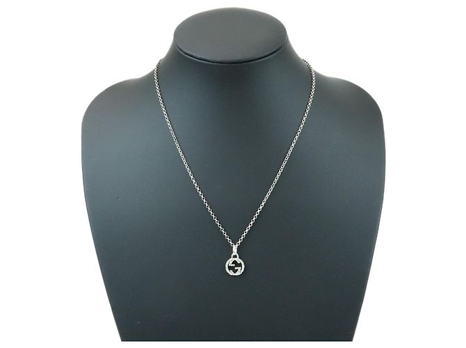 Pendente a catena Interlocking G inciso Gucci in argento sterling Large - vista 6