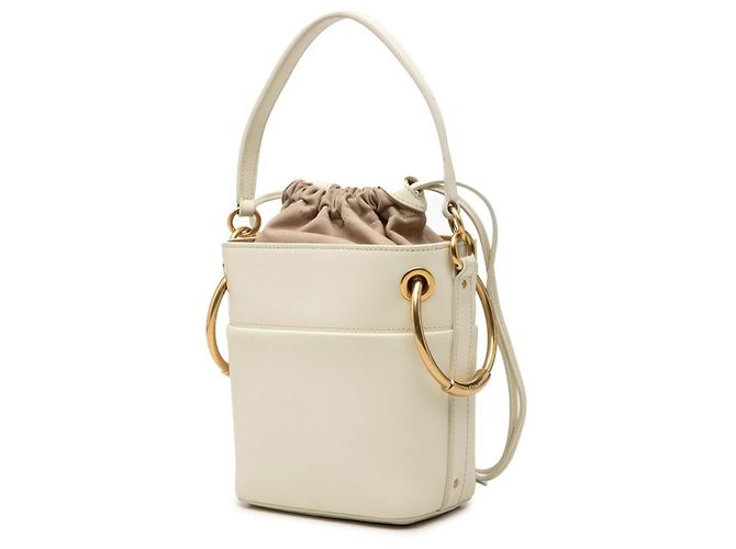 Borsa Chloé ROY Logo in Beige e Bianco - vista 2