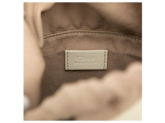 Borsa Chloé ROY Logo in Beige e Bianco - vista 5