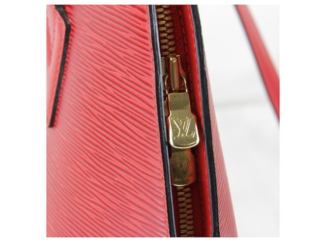 Borsa Tote Louis Vuitton in pelle Epi rossa - vista 10