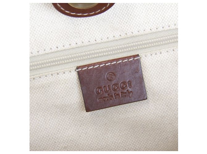 Borsa Gucci Beige in Pelle e Tela - vista 13